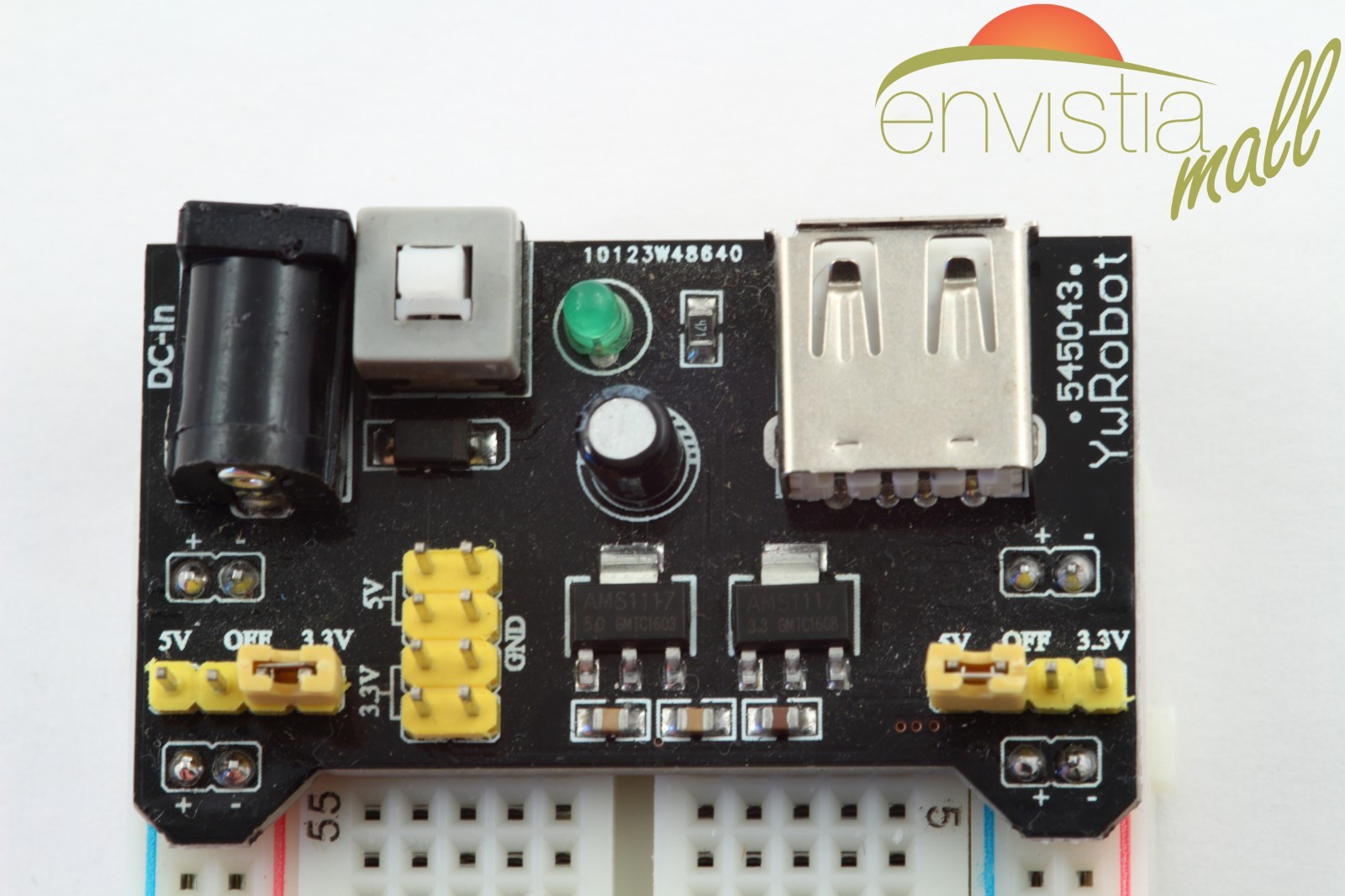 MB-102 830 Point Breadboard + 3.3V 5V Power Supply + 20 Jumpers + Battery Cable