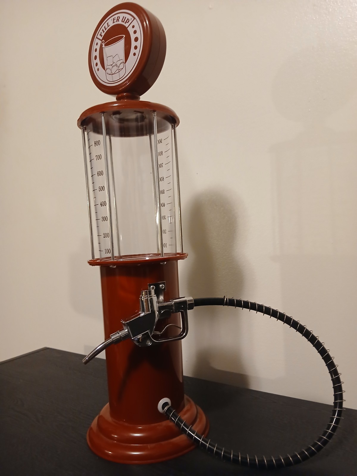 Red Gas Pump Beer, Liquor, Drink, Beverage Dispenser 900 mL Plastic "Fill Er Up"