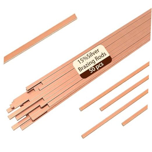 50 Sticks Brazing Rods BCuP-5 15% Silver Solder Phos Copper Flat Welding Rods