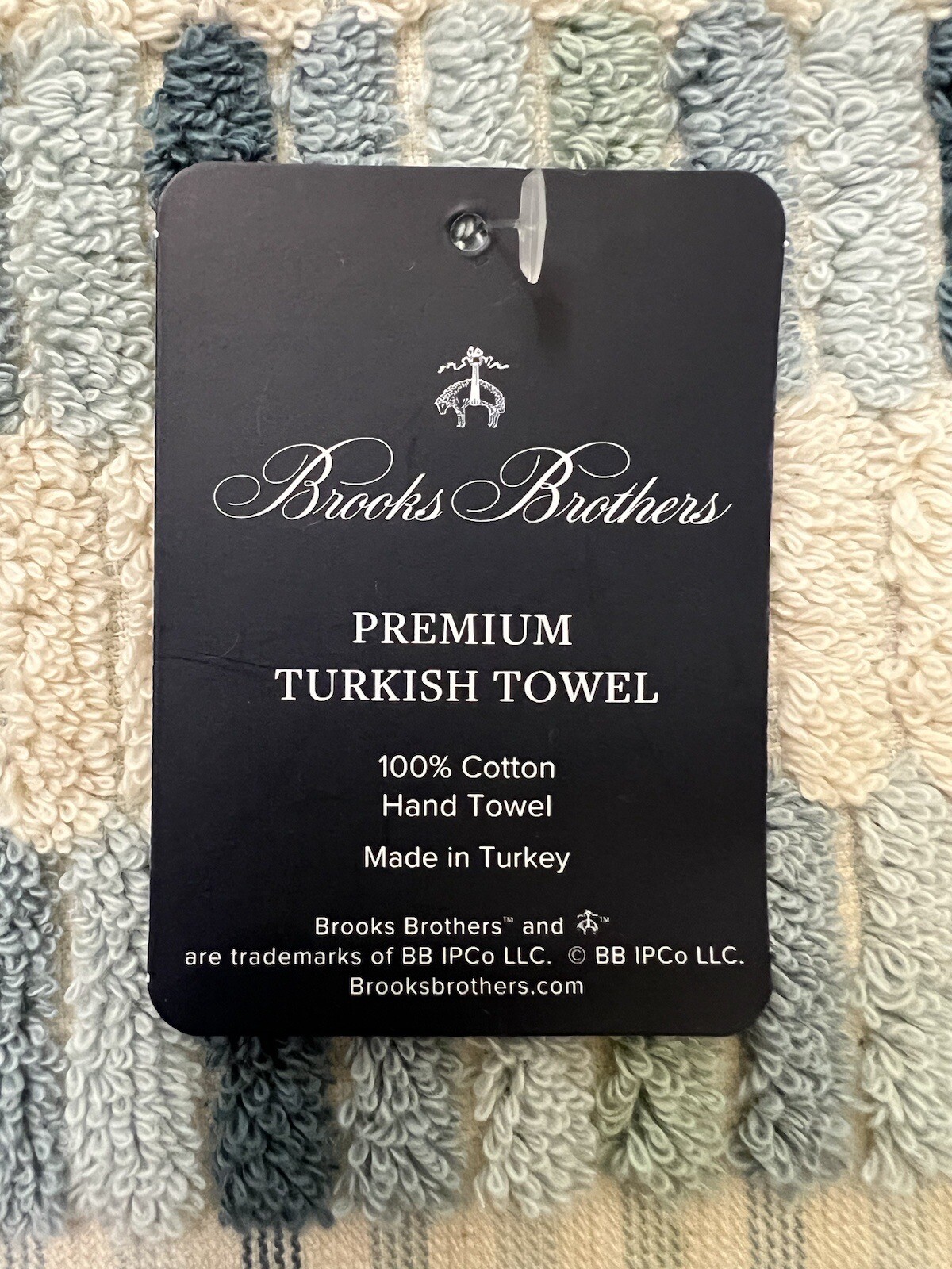 Brooks Brothers 2 Bath 2 Hand Premium Turkish Towel Set Tiles Ocean Blues Ecru