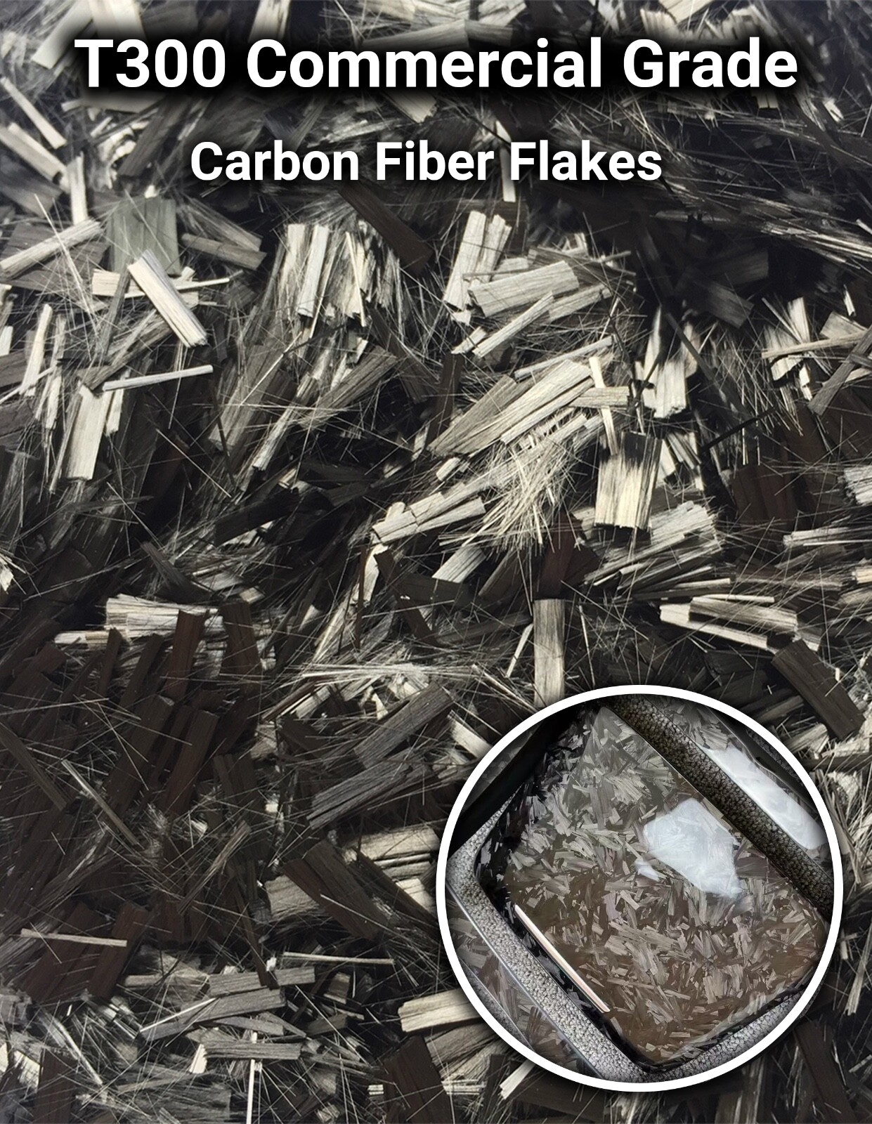 .25'' Chopped Carbon Fiber Flake 1.1 lb - 6mm High Strength Carbon Fiber Flakes