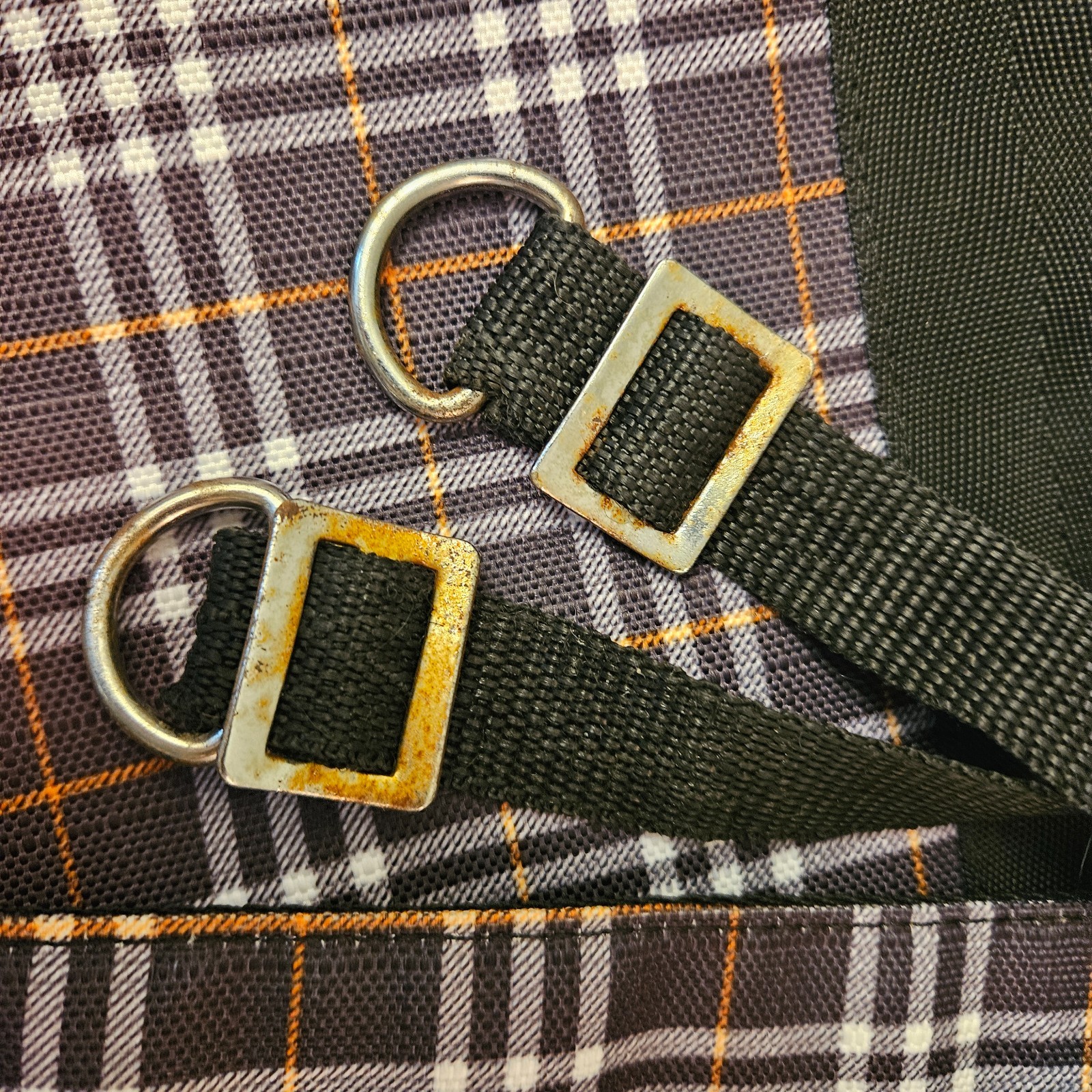 Kensington Aisle Guard Adjustable Burgundy Orange White Plaid Used