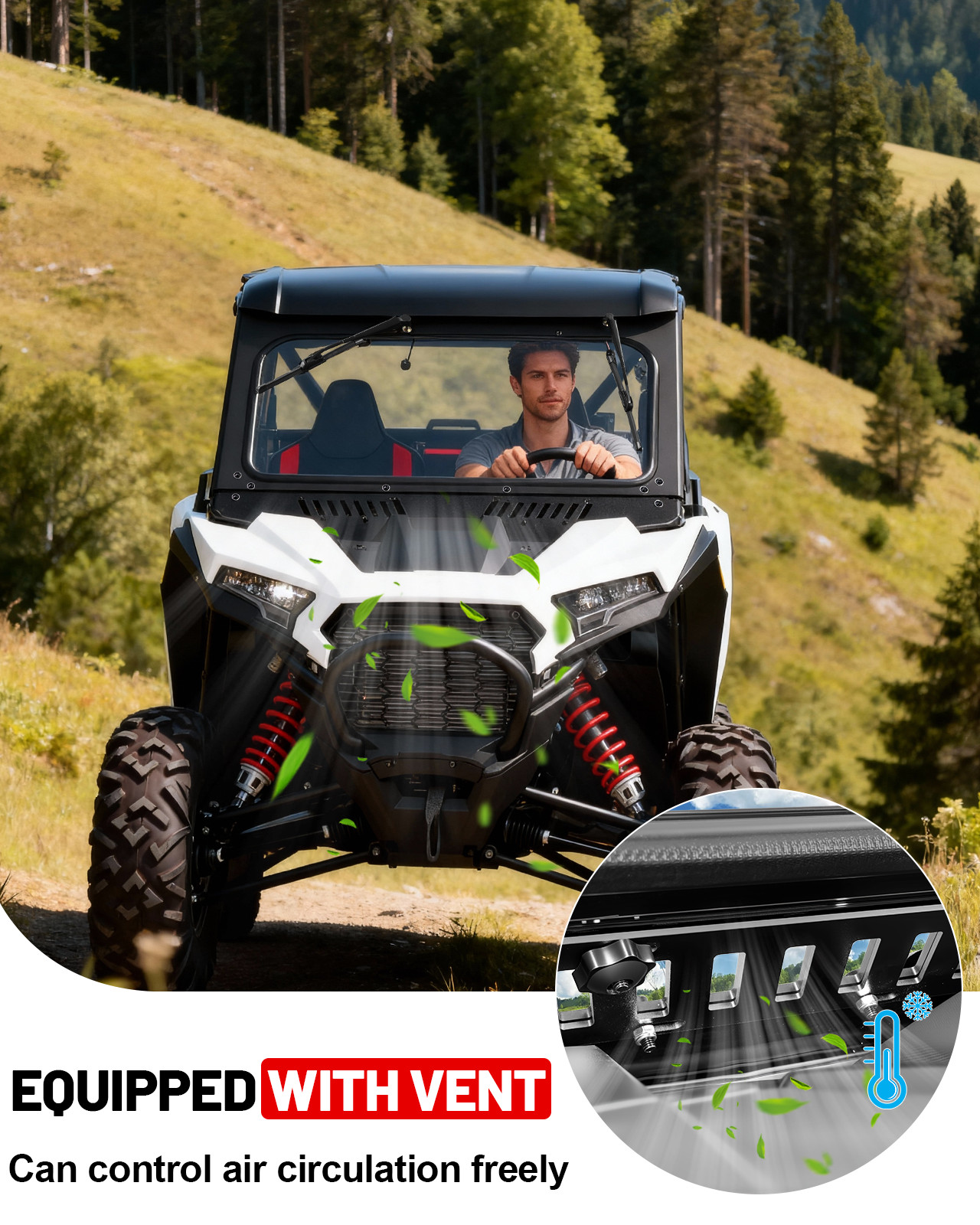 Front Glass Windshield Vents for Polaris RZR XP 1000/RZR XP S 1000/4 2024-2026