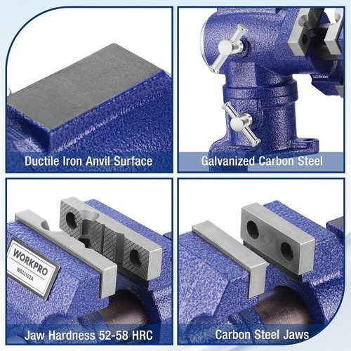 WORKPRO Portable Dual Jaws Table Vises 2.5"&1.5" 360° Swivel Clamp-On Bench Vise
