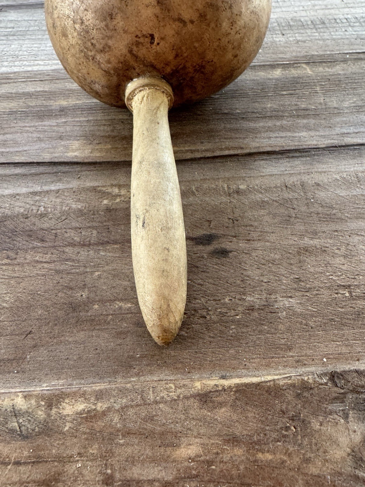 Vintage Decorated Gourd Rattle Turtle Design Folk Art Handcrafted