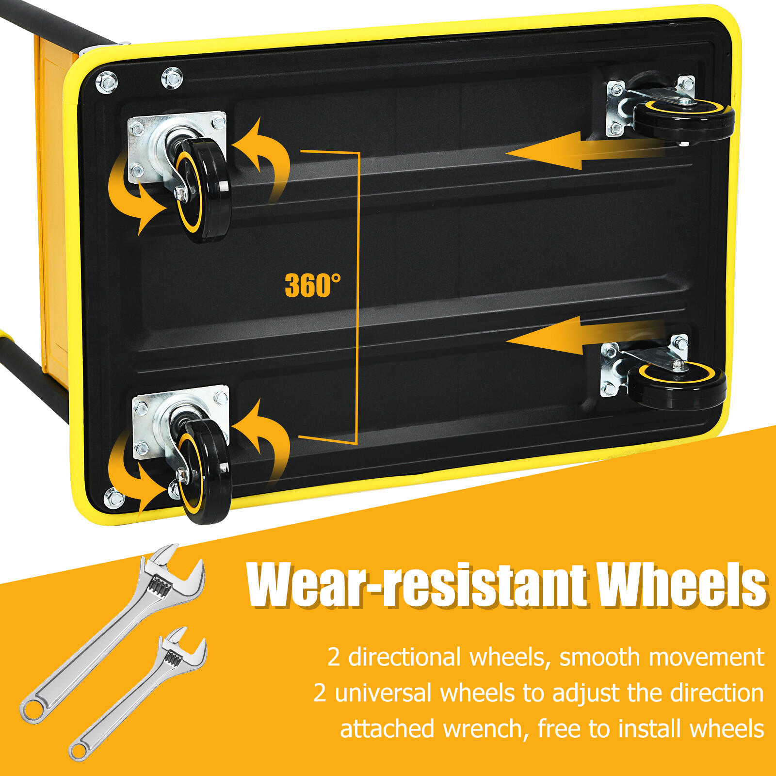 Folding 330LBS Rolling Flatbed Cart Hand Platform Truck Push Dolly