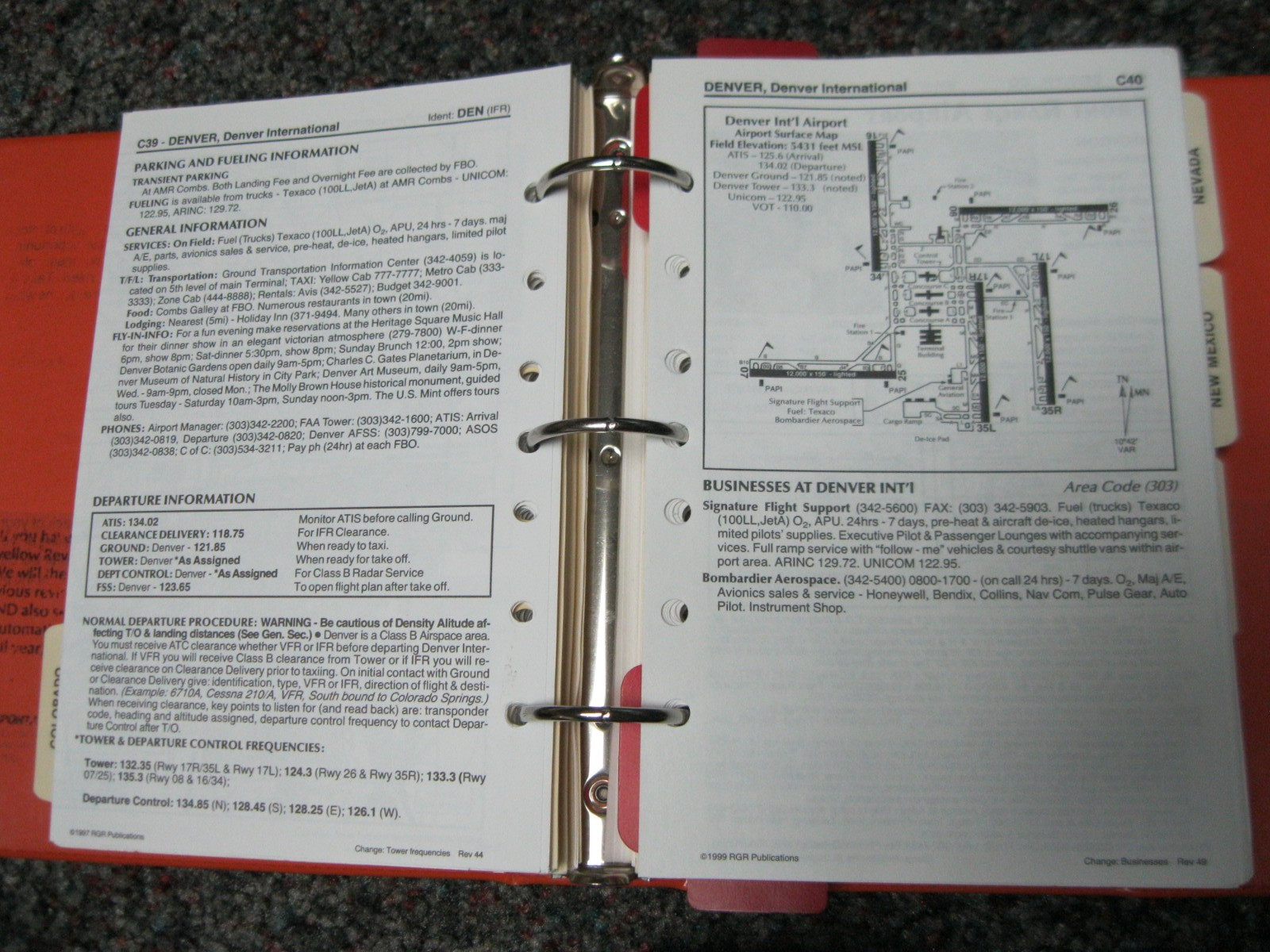 PILOT'S GUIDE TO SOUTHWESTERN AIRPORTS binder maps charts revision 49 1999