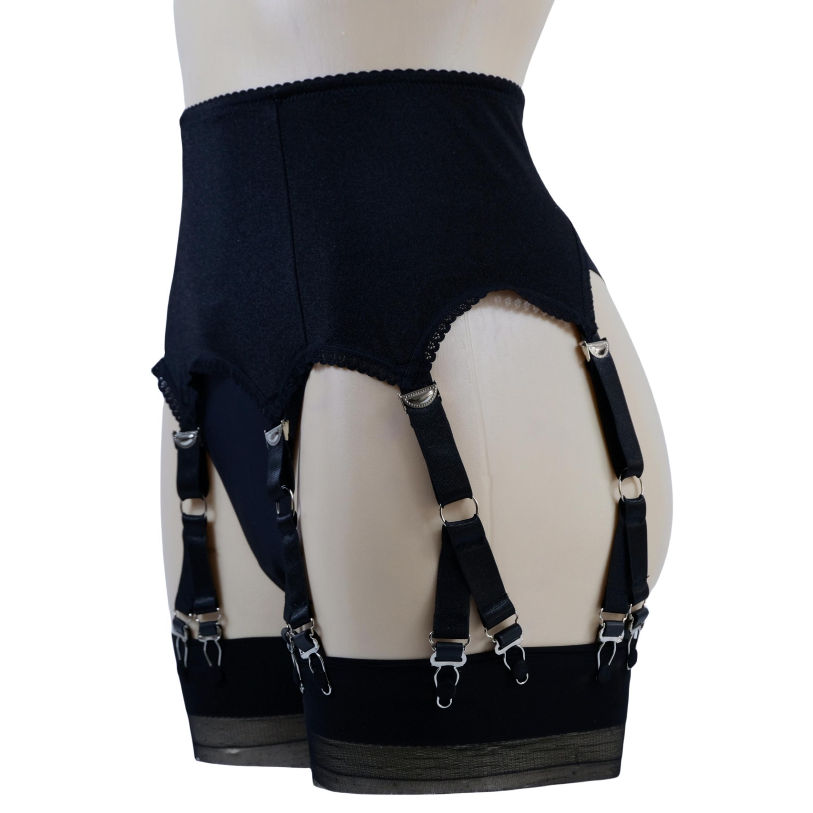 Luxallacki Stretchy 6 Straps Garter Belt with 12 Metal Claws for Women Lingerie