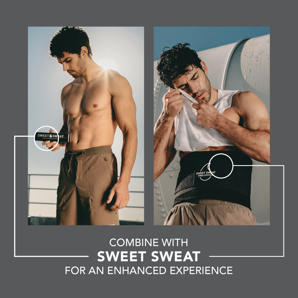 Sweet Sweat Waist Trimmer Pro - Black / White XL XXL (56 x 9.5") 3.5 - 4mm thick