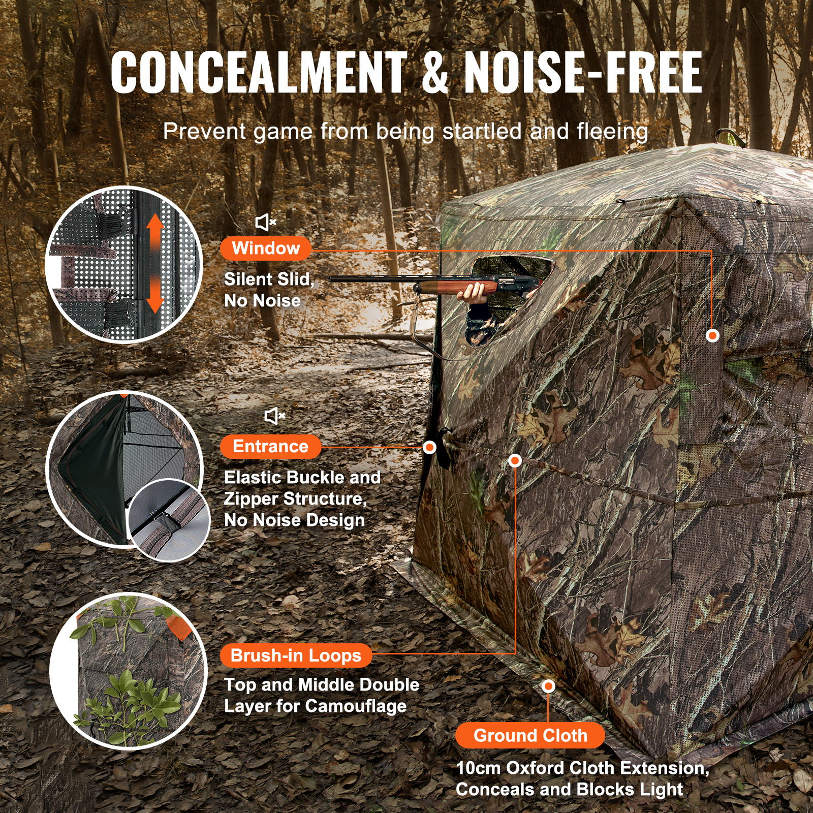 VEVOR Hunting Blind 270° See Through Ground Blind One-Way Mesh for 4-5 Person