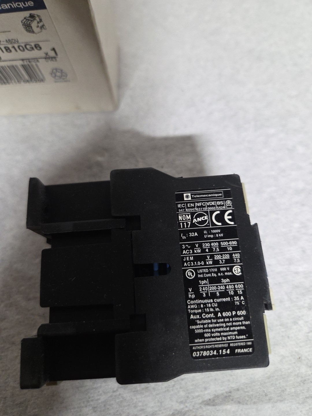 Telemecanique Contactor LC1D1810G6