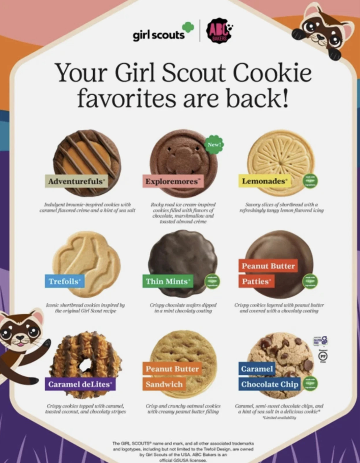 Girl Scout Cookies ABC Bakers ALL FLAVORS      VERY LOW SHIPPING     Can Donate