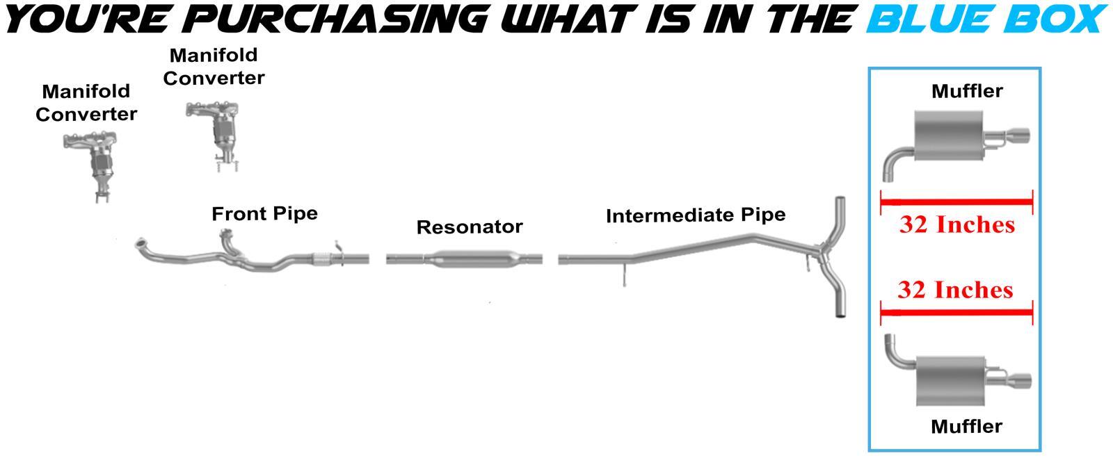 Stainless Steel Pair of Muffler Exhaust kit fits: 2011-2015 Ford Explorer 3.5L