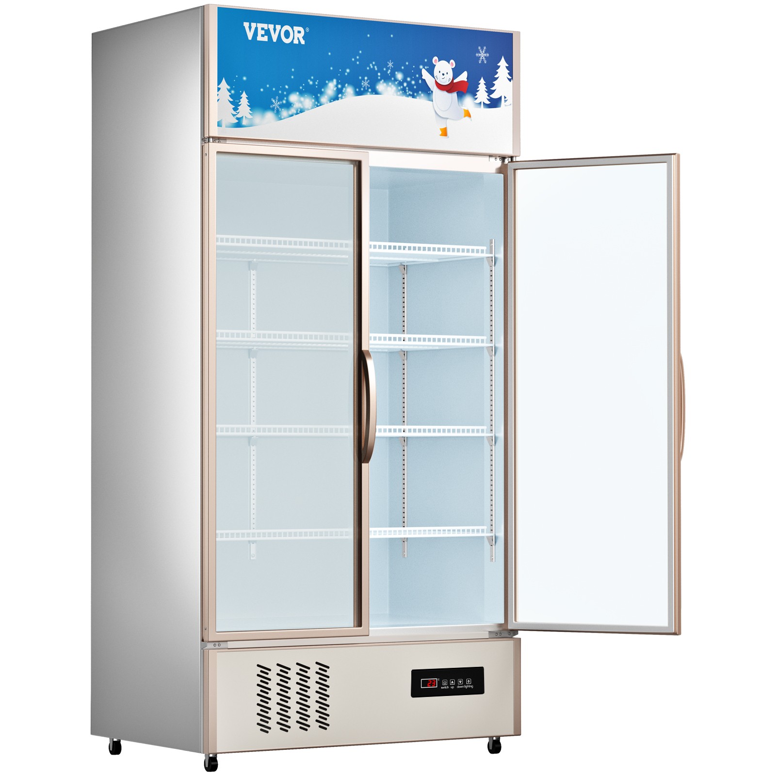 VEVOR Commercial Merchandiser Refrigerator Beverage Cooler 2 Doors 39"x27"x79"