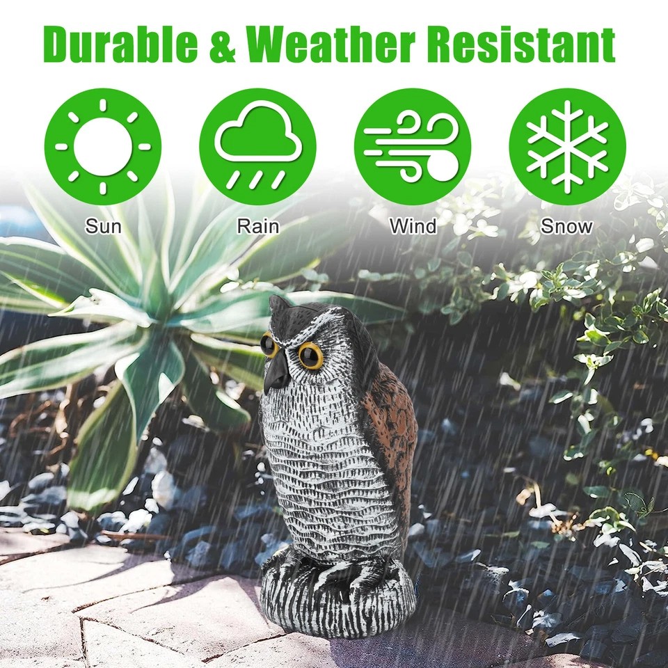 Owl Decoy Statue Protect Garden Yard Scare Birds Away Pigeon Repellent Scarecrow