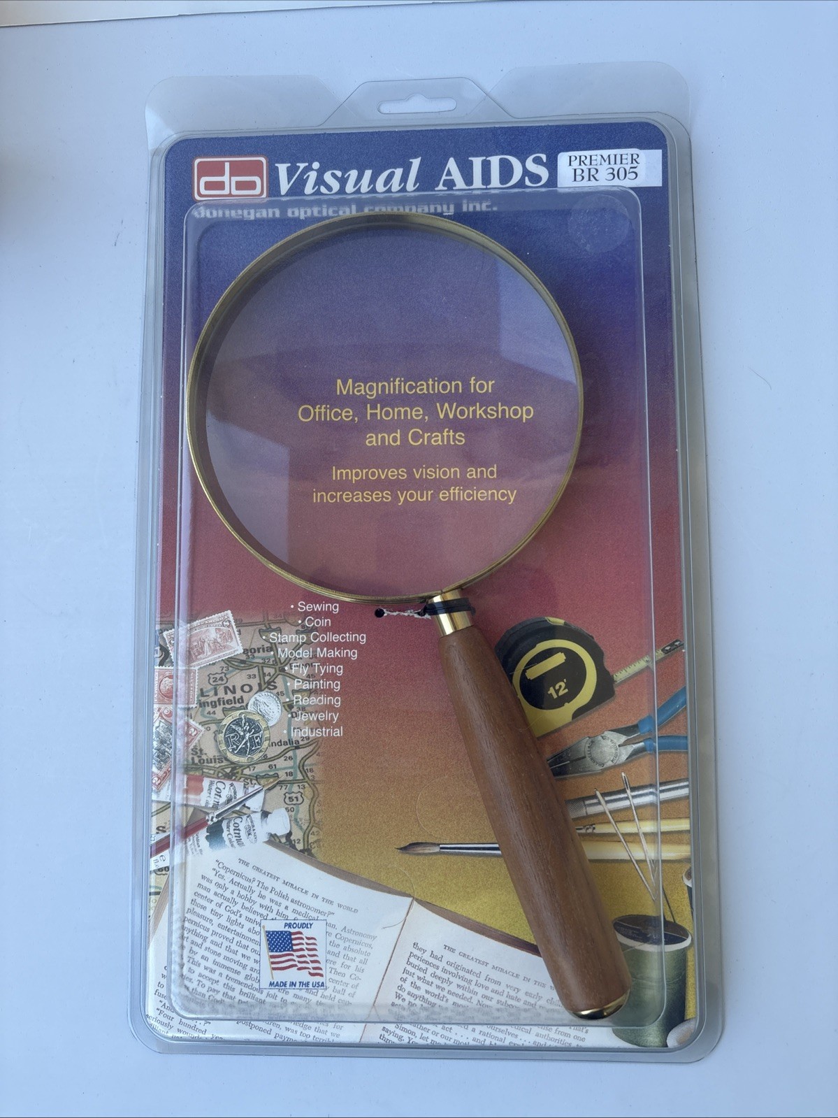 Vintage Donegan Optical Brass Magnifyer BR 305 Premier Brand New RARE USA