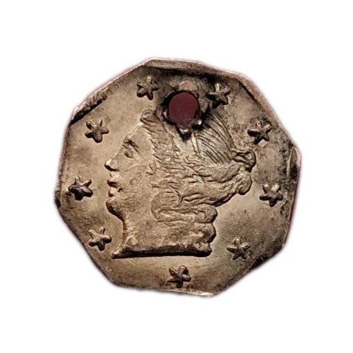 BG-711 1868 California Fractional Gold Liberty Quarter Dollar UNC Details Holed