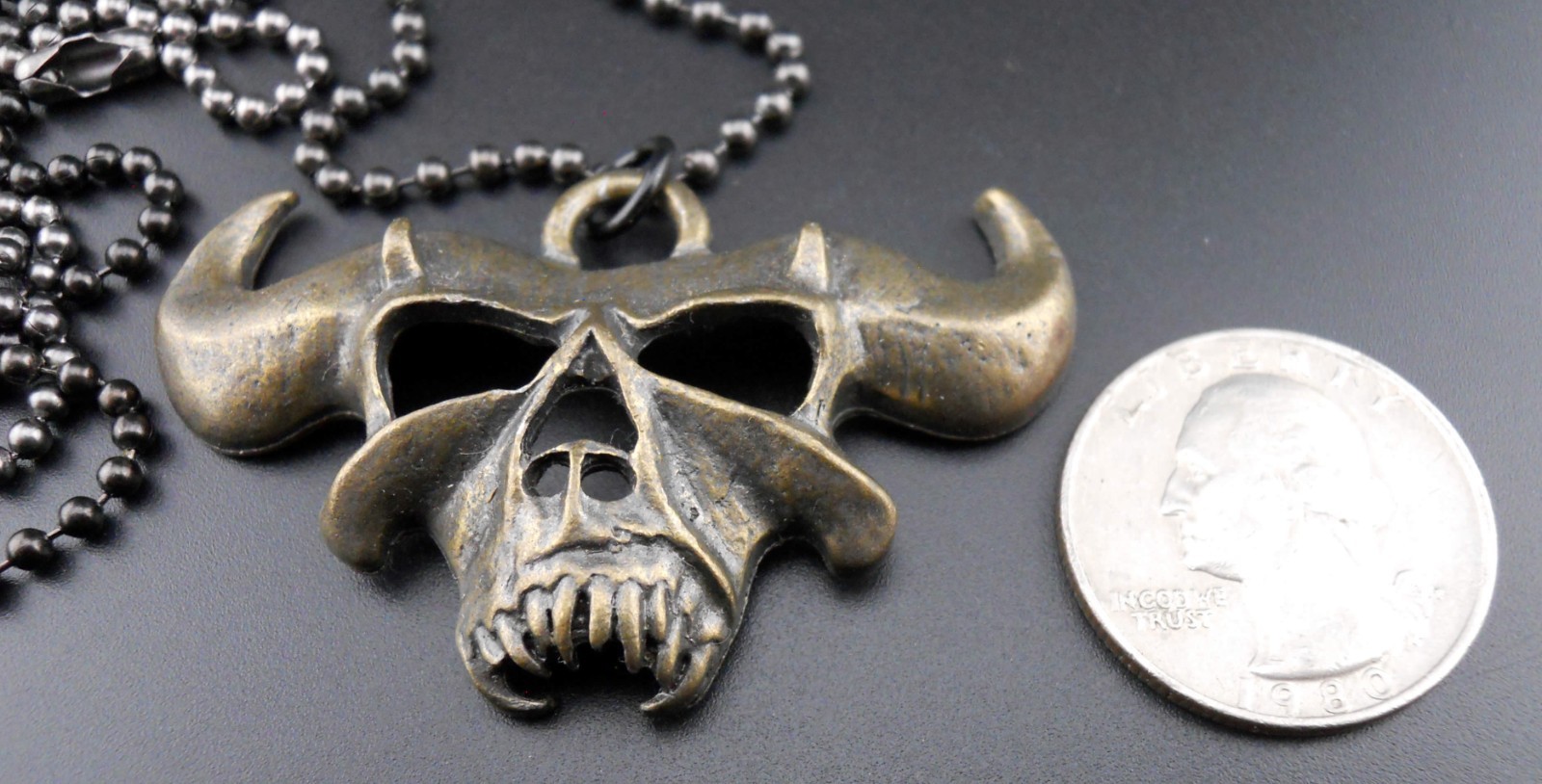 Danzig Necklace New Skull Pendant Rare Antique Gold/Bronze Finish