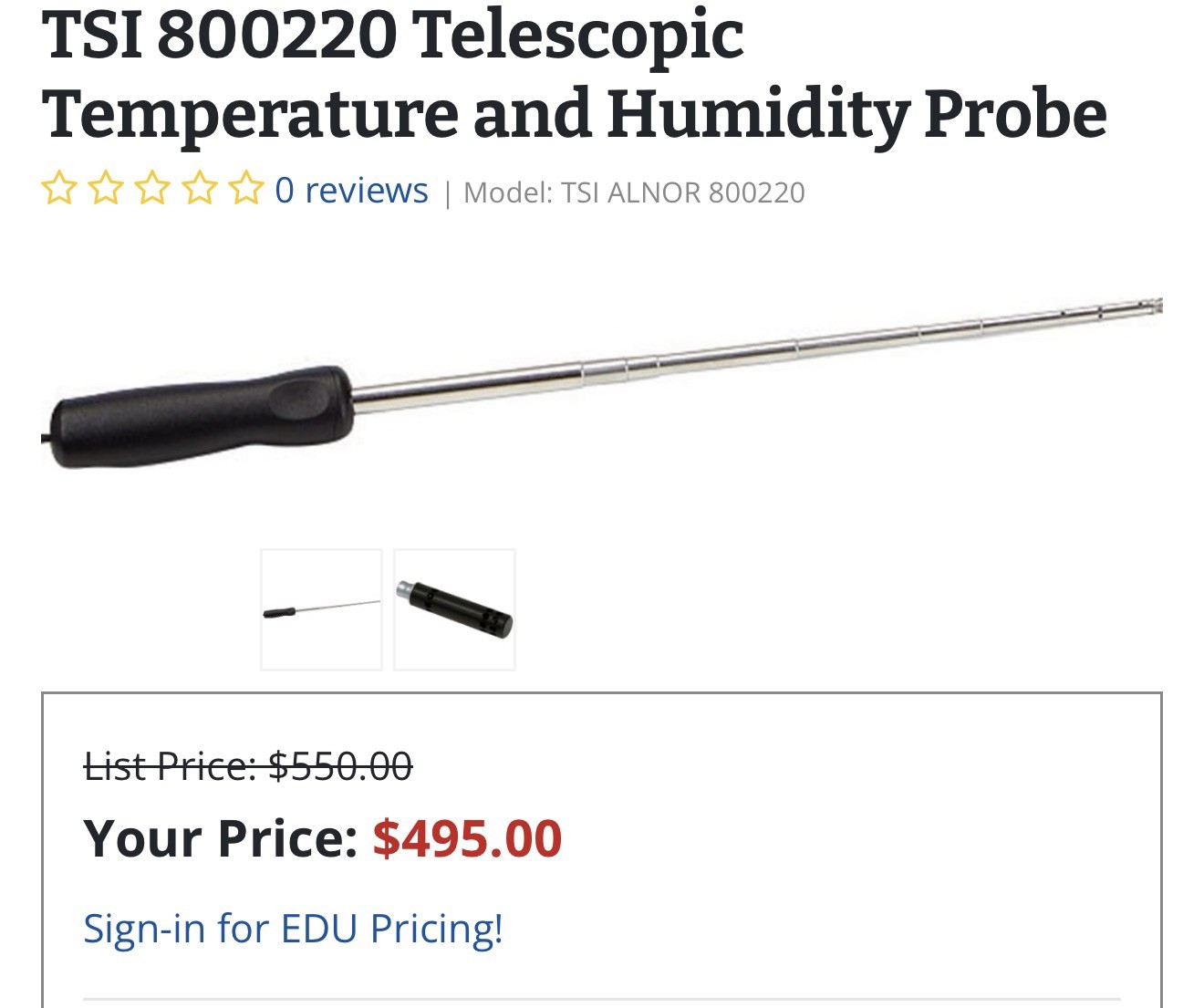 TSI Alnor 800220 Temperature And Humidity Probe