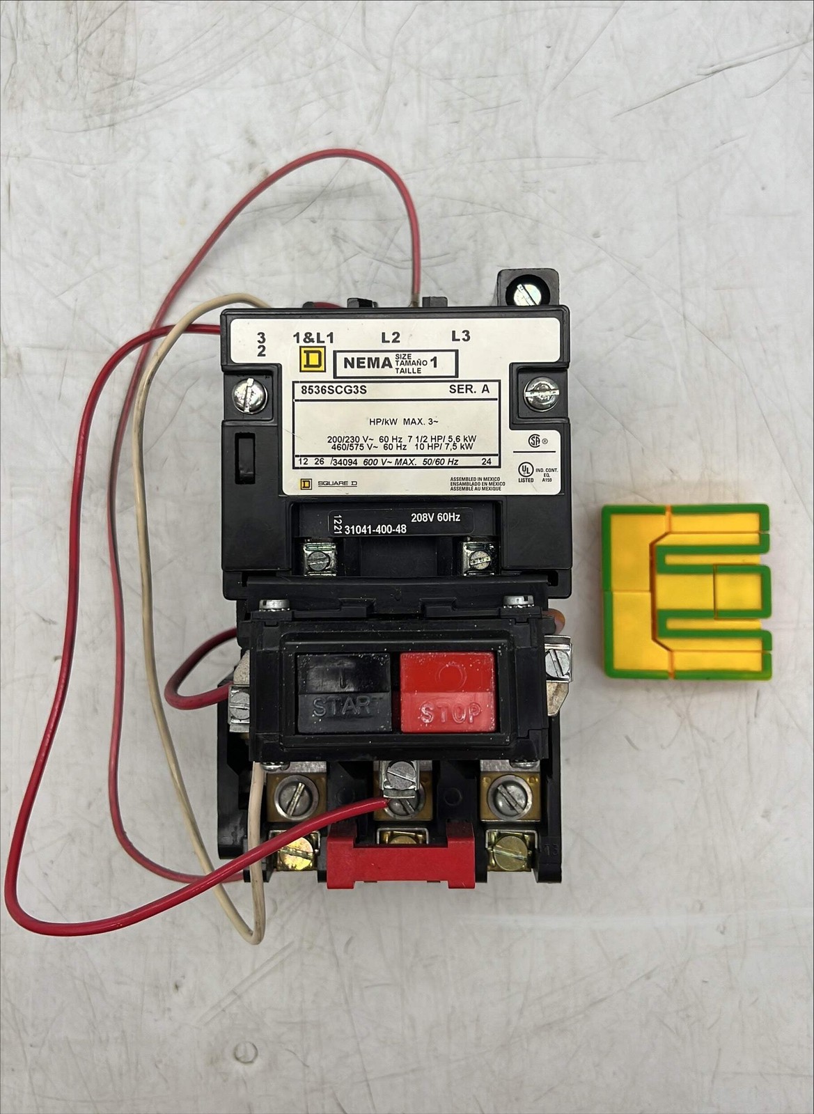 Square D 8536SCG3V08AS Size 1 Starter w/ Start-Stop PB, 208V Coil (Used)