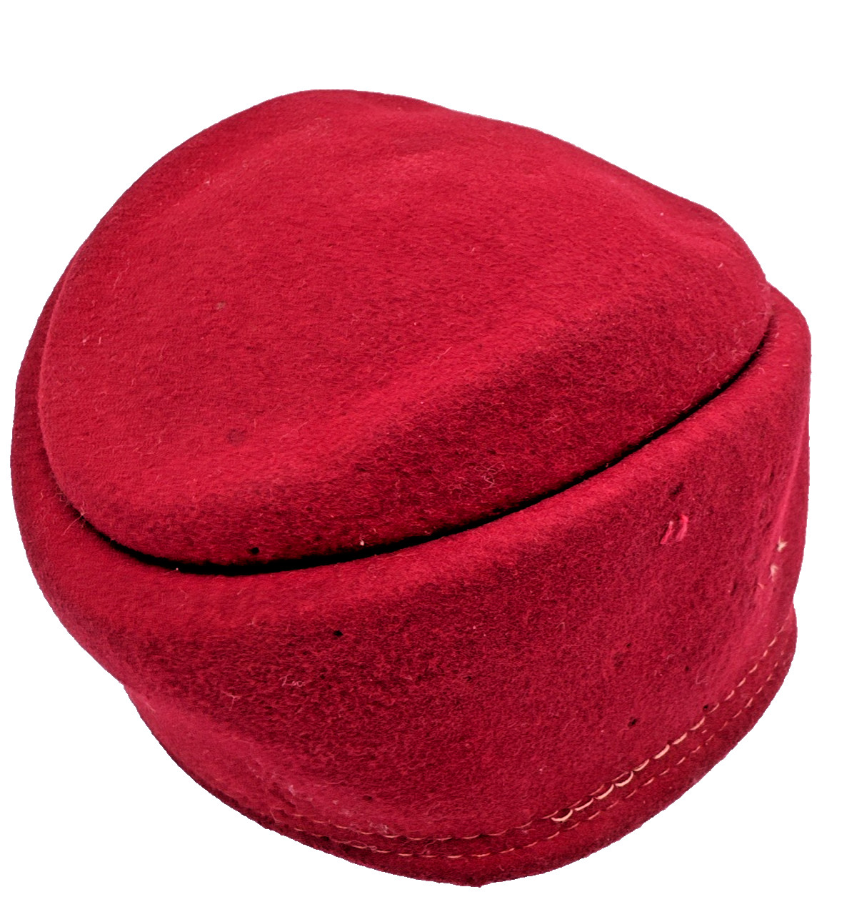 Vintage Merrimac Red Wool Pillbox Hat Made USA Womens Classic Retro