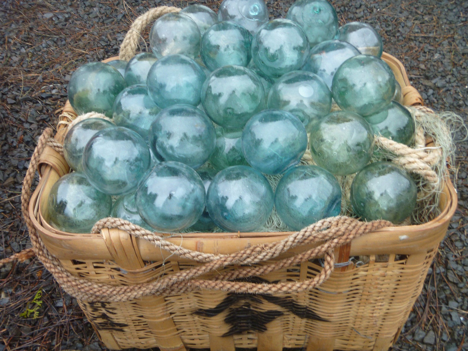 Japanese GLASS Fishing FLOATS 3-3.5" LOT-9 Round Buoy BALLS Authentic Vtg USA BZ