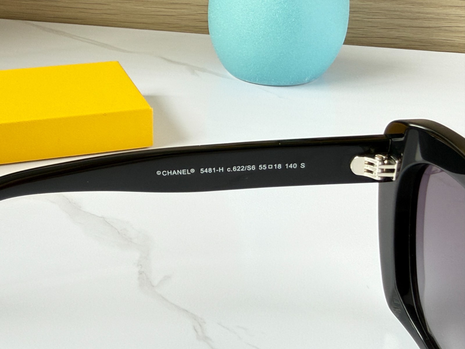 CHANEL CH5481-H Black Gold CC Logo Pearl Cat Eye Sunglasses Gray Gradient