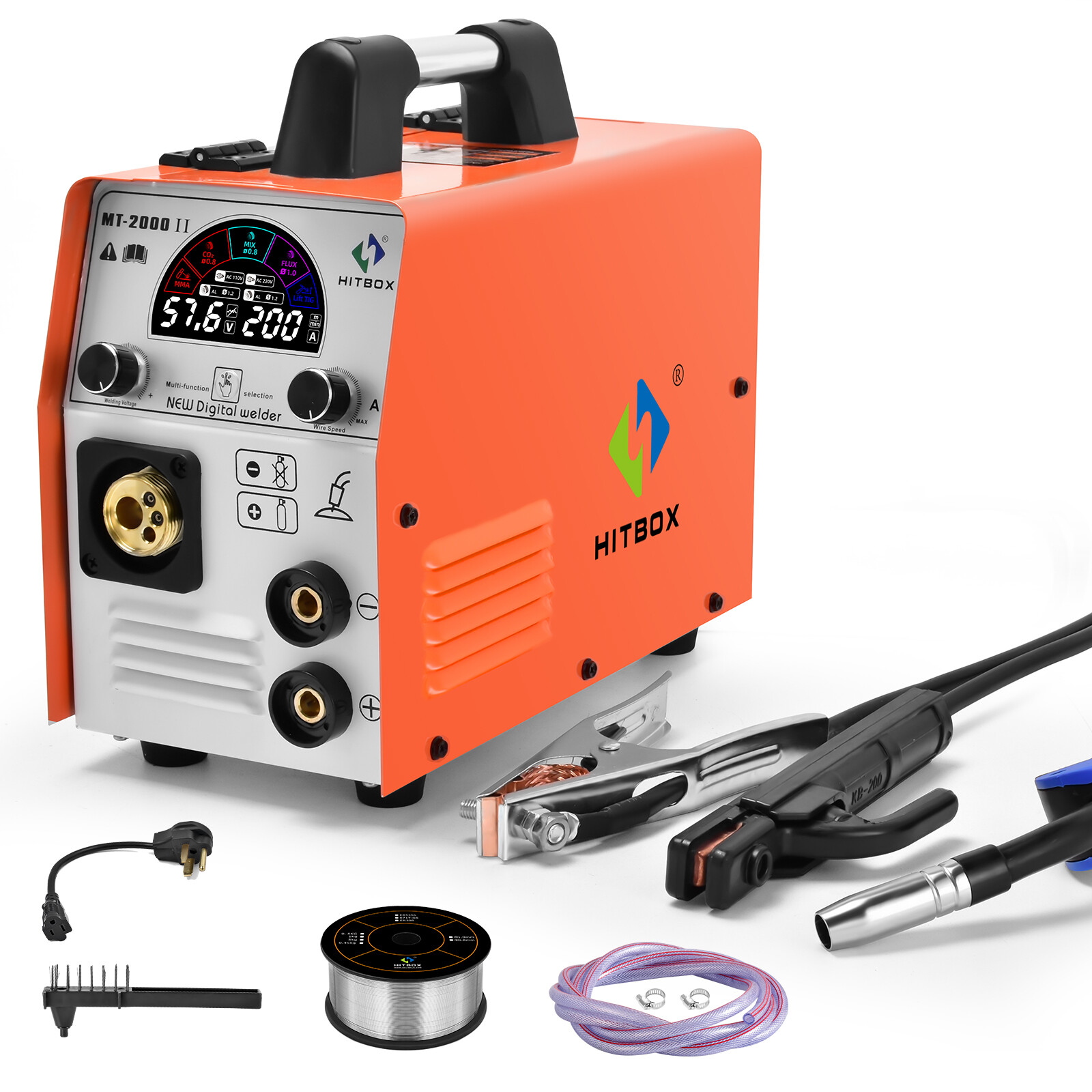 HITBOX 4-IN-1 200Amp MIG Welder 110V/220V DC Gas Gasless MMA TIG Welding Machine