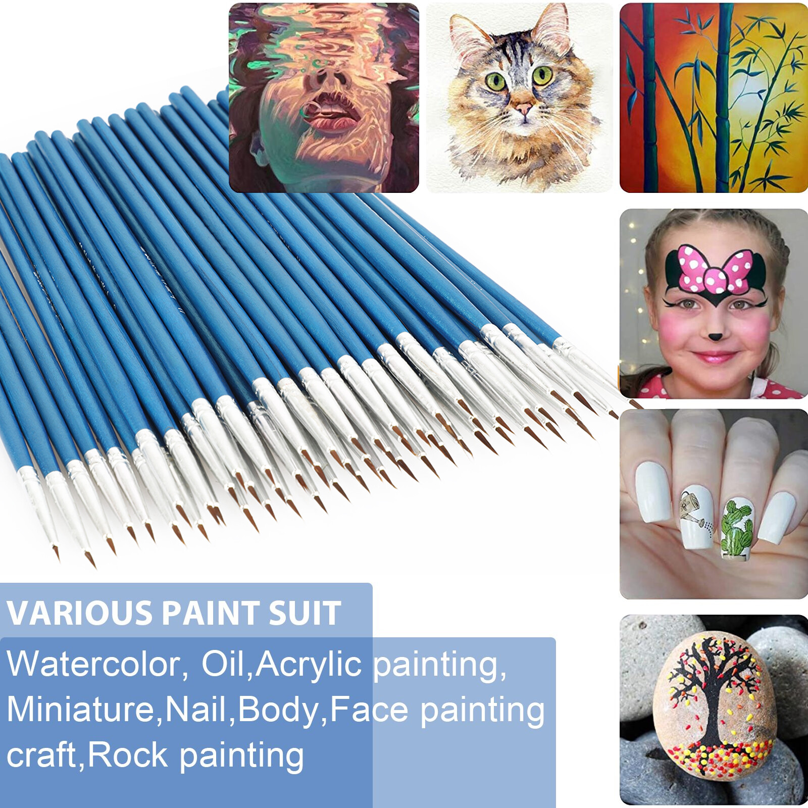 100Pcs Miniature Paint Brush Set Professional Brushes Fine Detail Art Nail Model