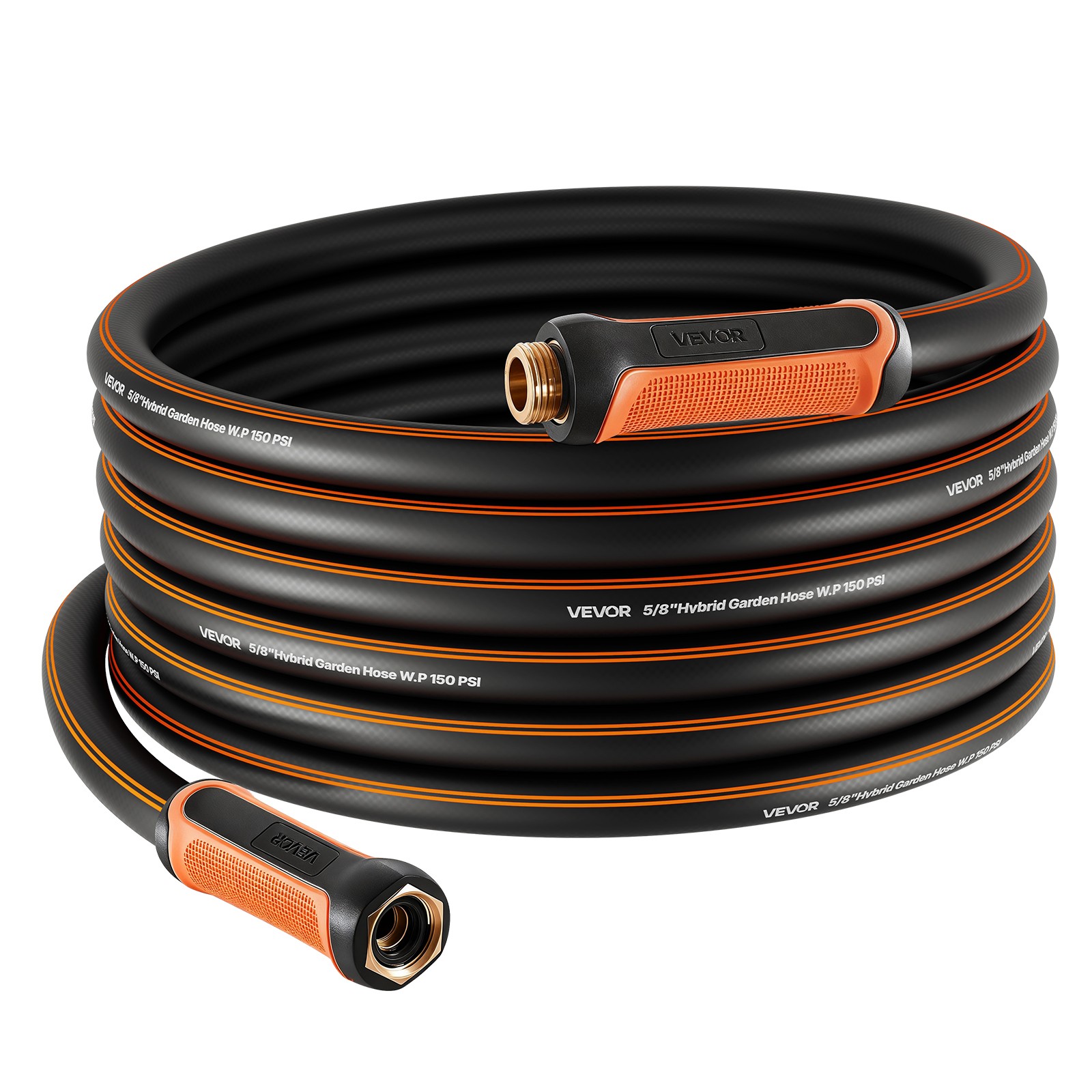 VEVOR Garden Hose 50ft 5/8" Rubber Water Hose 3/4" Fitting Heavy Duty & Non-kink