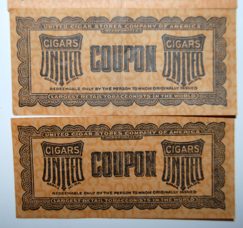 15 Early 1900s Paper Cigar Stores Company of America Cigar Coupon Ads