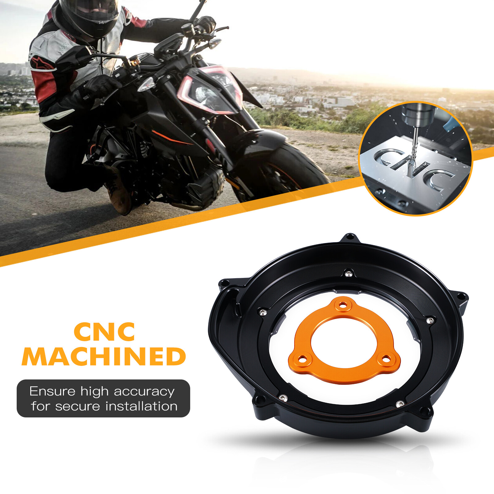NICECNC Clear Clutch Cover Pretector For KTM 1290 Super Duke R/GT 14-23 Aluminum