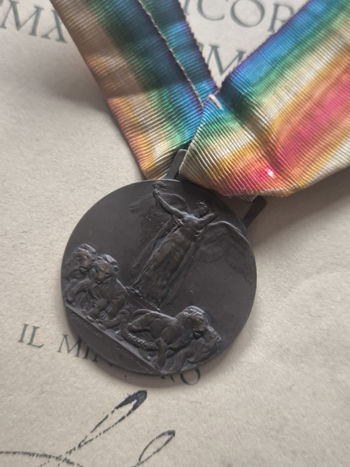 Ww1 Italian Carso-Isonzo Victory Medals with Award Reali Carabinieri Captain