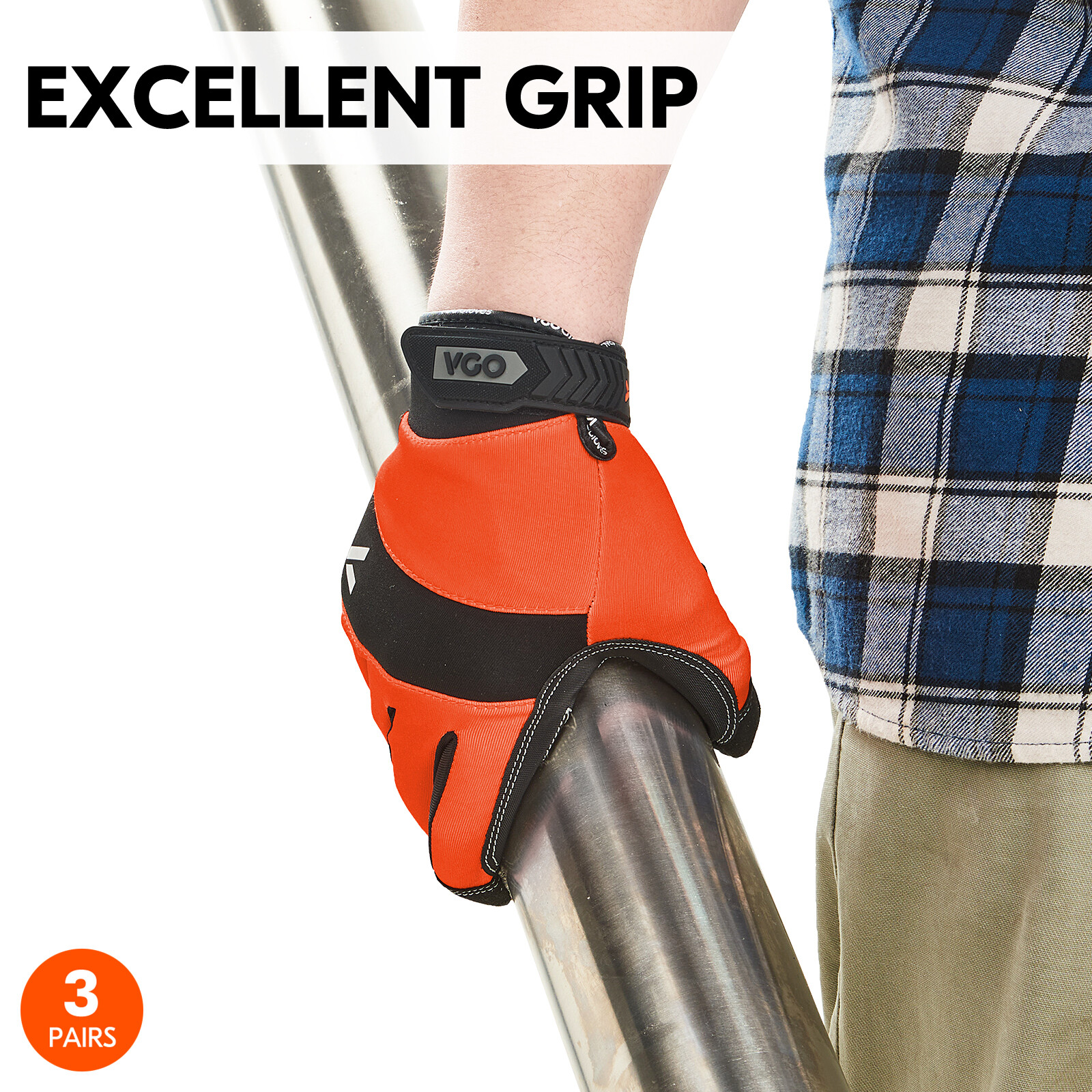 Vgo 3Pairs Synthetic Leather Work Gloves,Mechanic Gloves,Outdoor Gloves(SL7895)