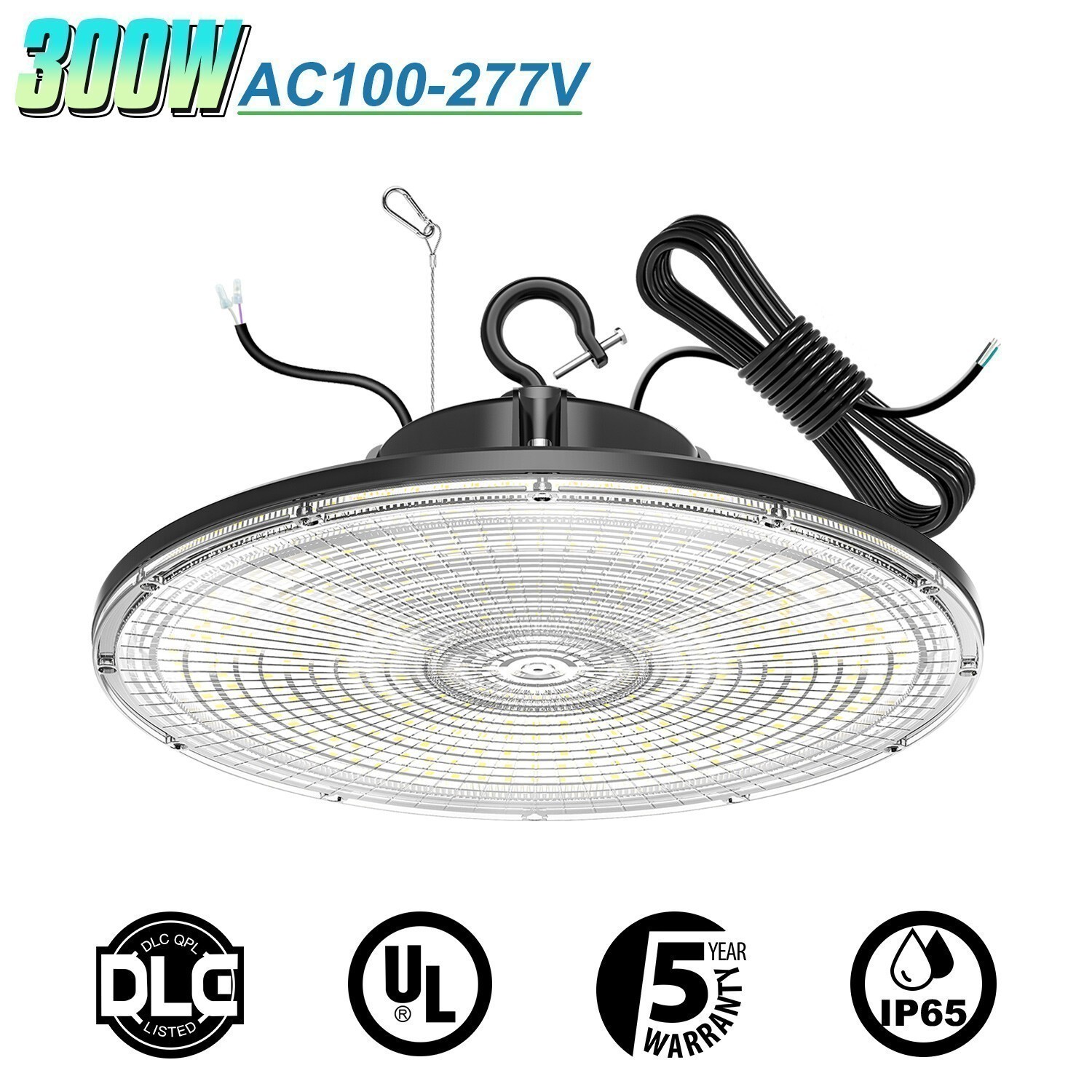 10 X 300W UFO LED High Bay Light Warehouse Factory Industrial Lamp 43500LM 5000K