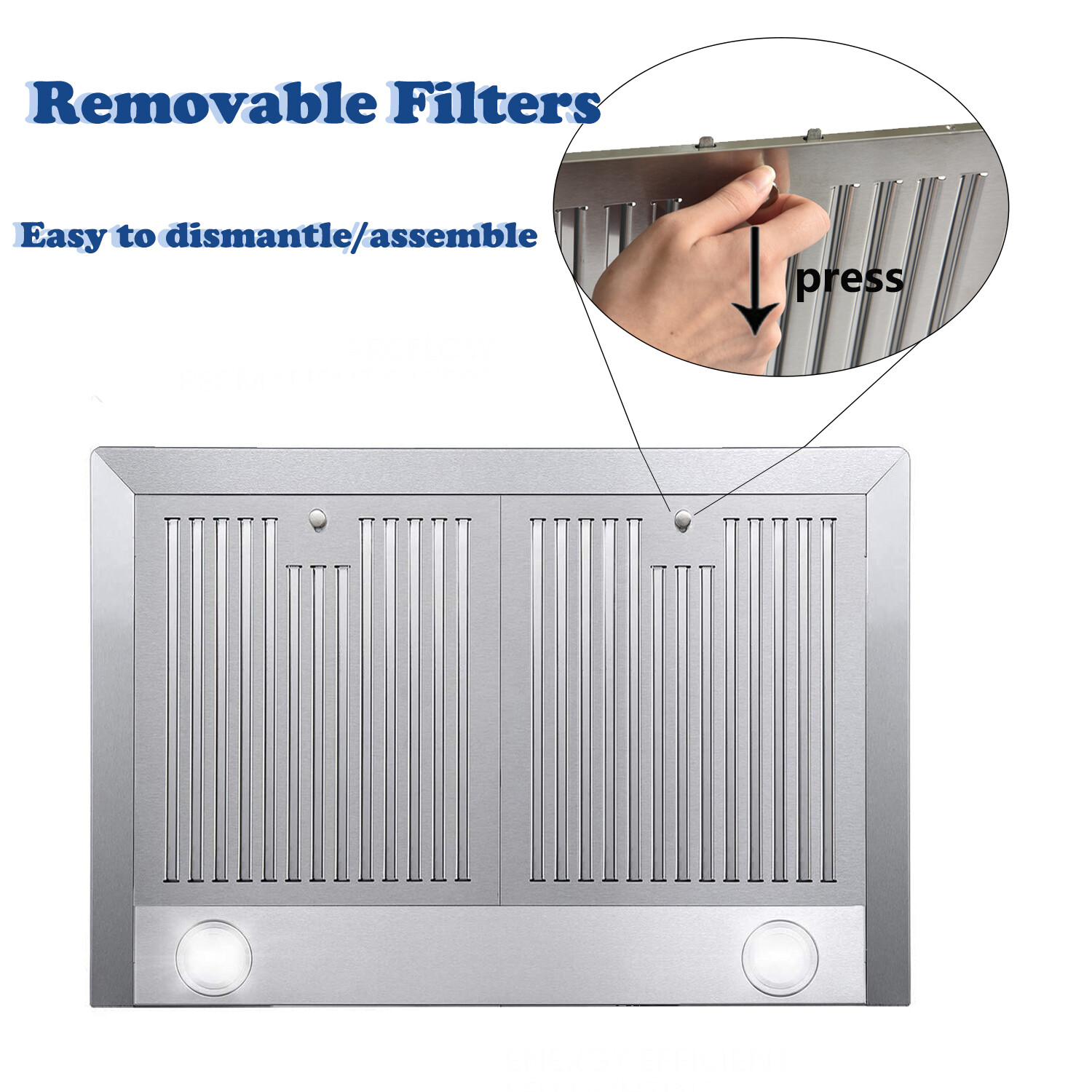 30 Inch Wall Mount Kitchen Hood 450 CFM Range Hood Stove Vented Hood Exhaust Fan