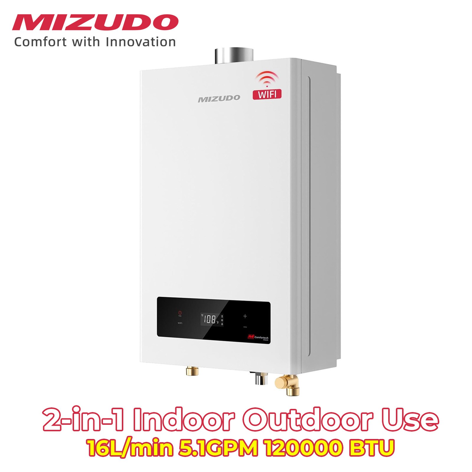 Indoor & Outdoor Tankless Water Heater, Natural Gas /Propane 5.1GPM 12000 BTU