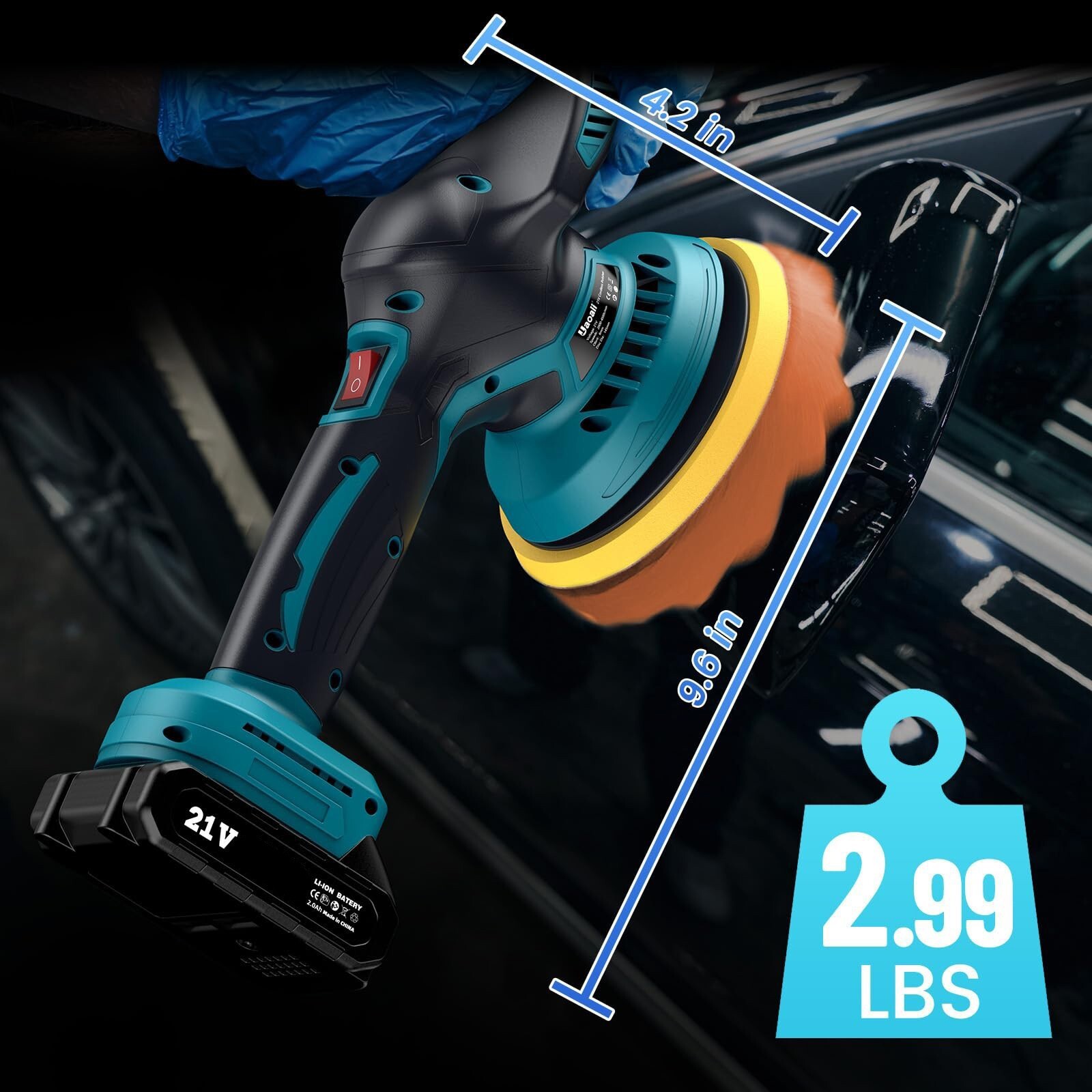 Dual Action Car Polisher Buffer Machine Cordless 6" Sander Polishing Kit Battery