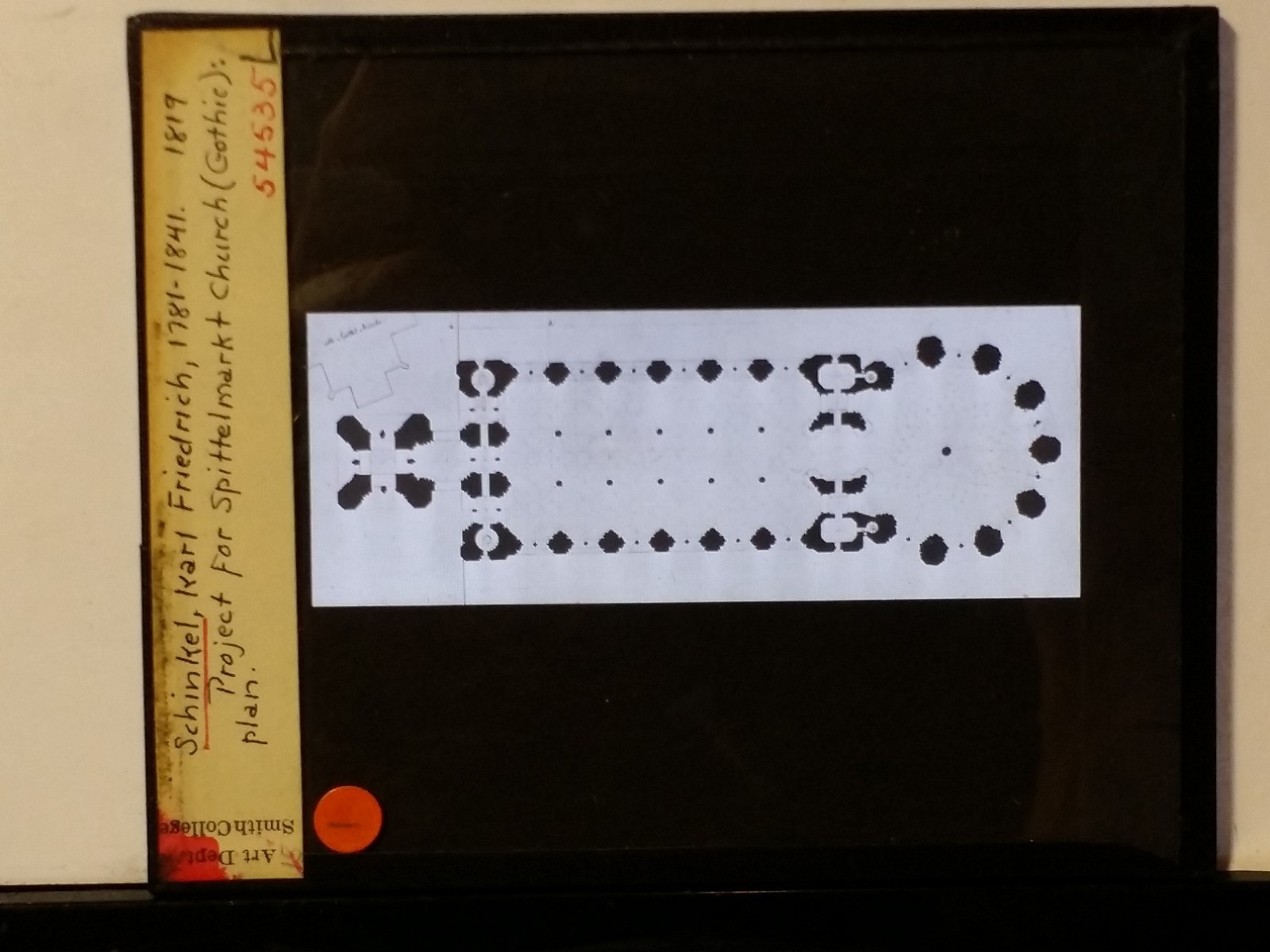 Proj for Spittelmarkt Church, Magic Lantern Glass Slide, Karl Friedrich Schinkel
