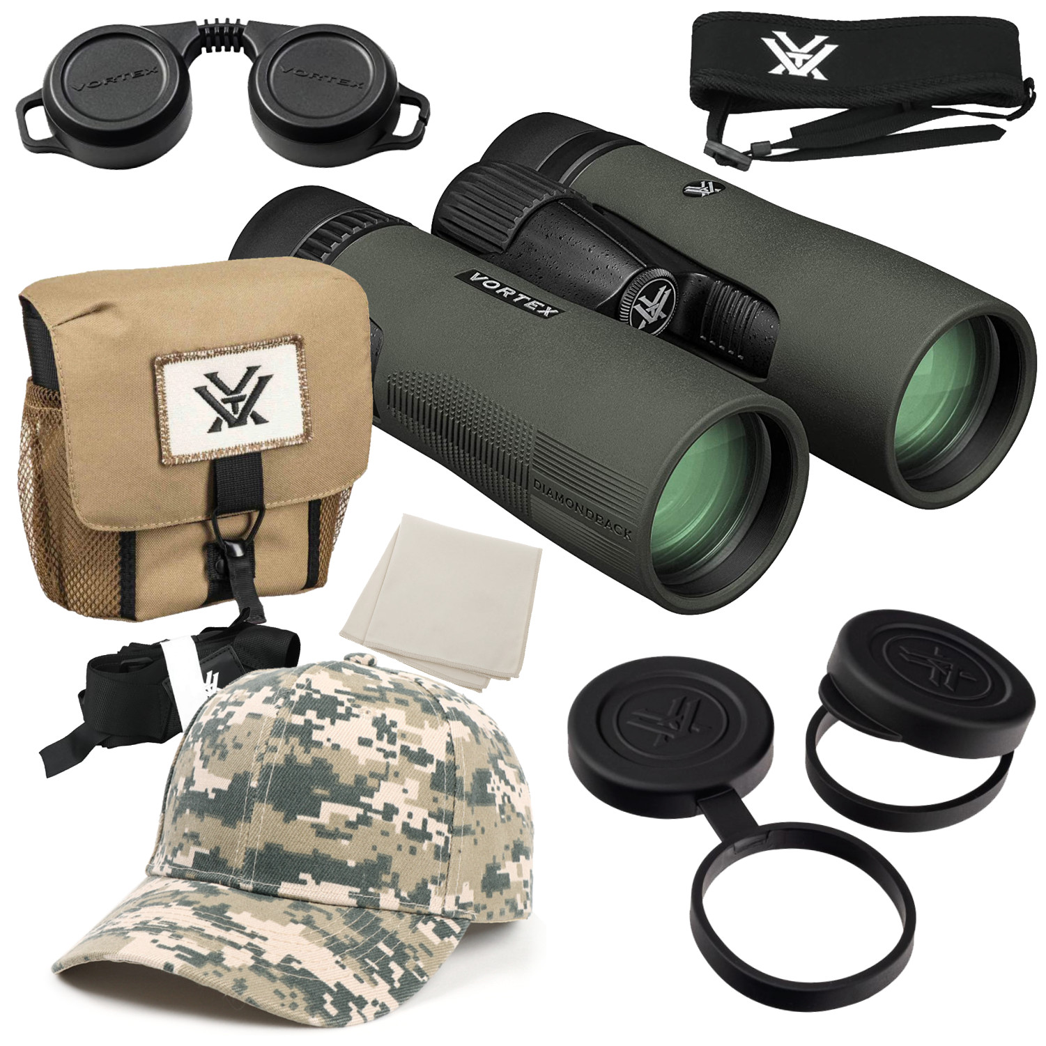 Vortex Optics Diamondback HD 8x42 Binocular with Free Camo Digital Hat Bundle