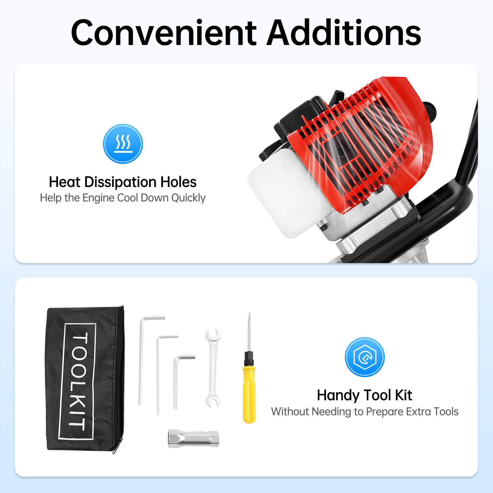 52CC 2-Stroke 2HP Gas Powered Earth Auger Post Hole Digger