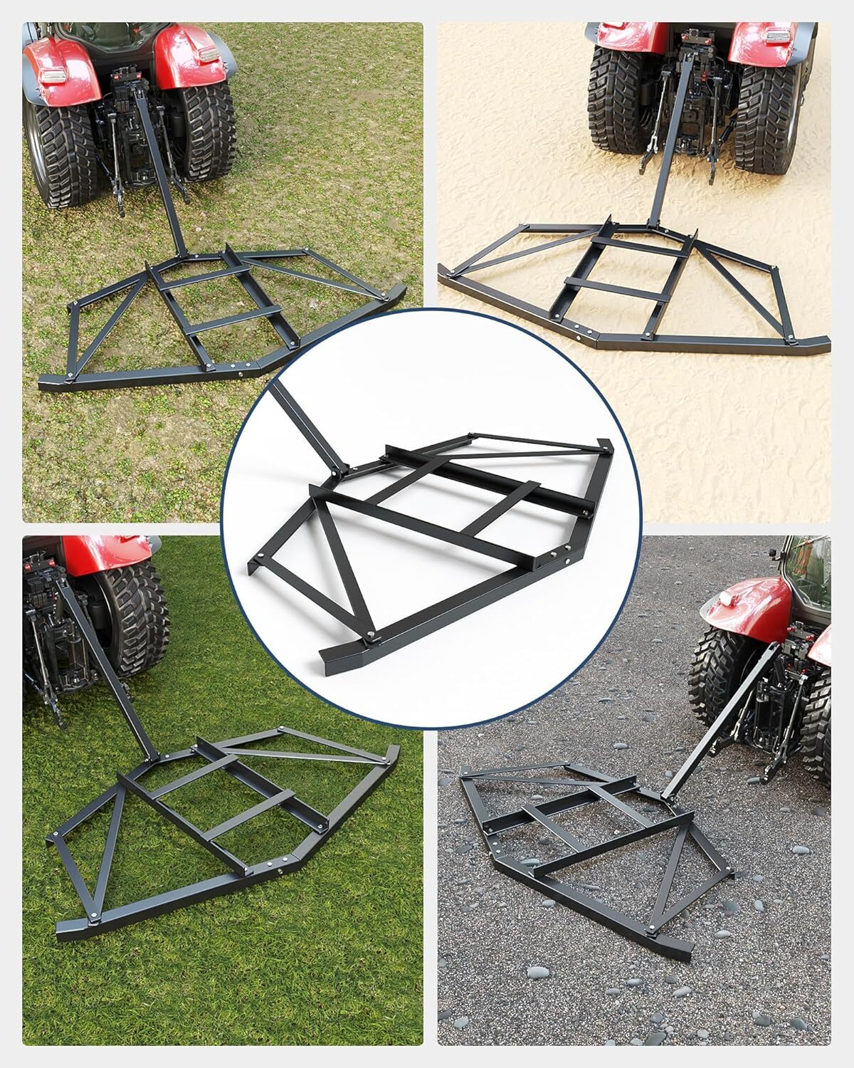For ATV,UTV Driveway Drag Tow Behind Drag Harrow 66'' Width, Steel Gravel Grader