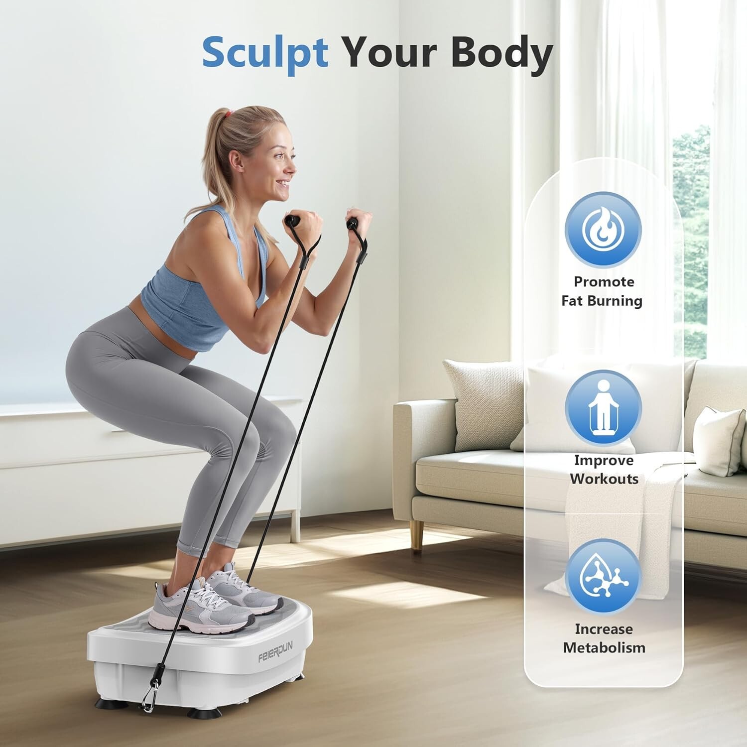 Vibration Plate Exercise Machine, Whole Body Workout Vibrate Fitness Platform,