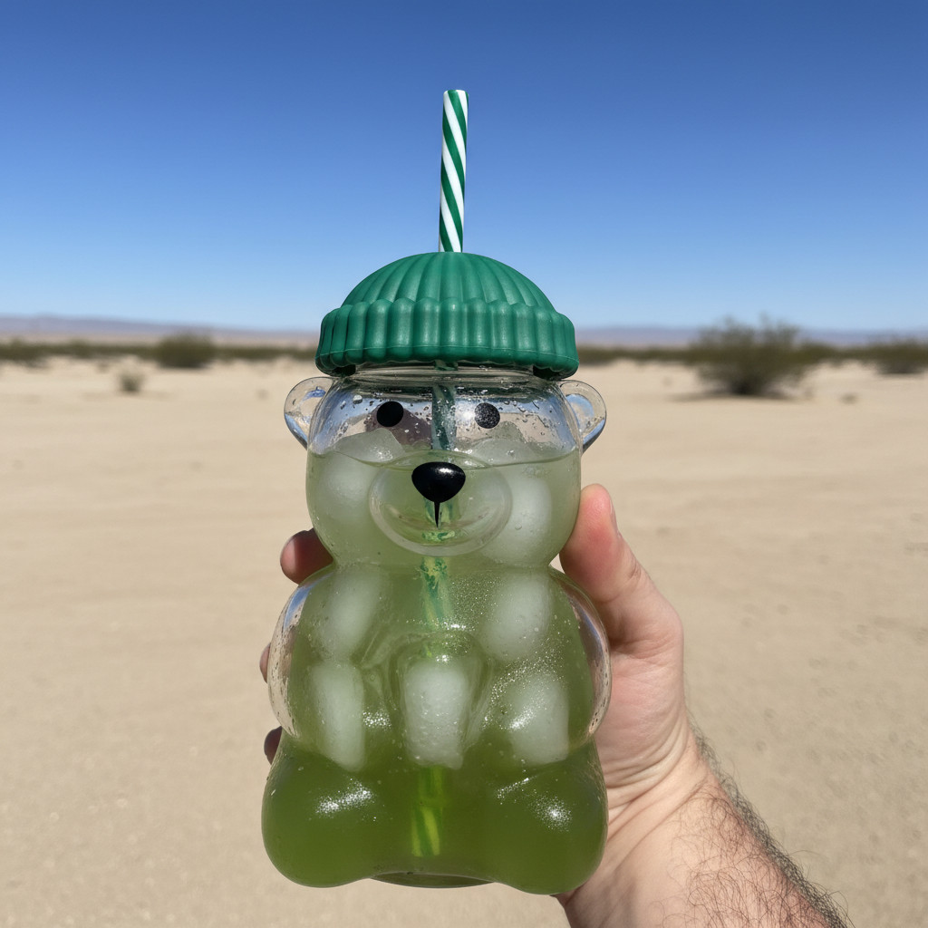 2026 Barista Bear Cup Limited Edition Glass With Straw Free Brush Gift 500 ML