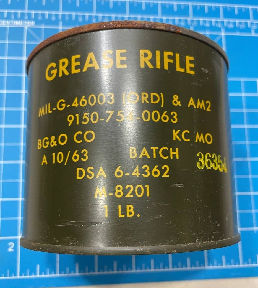 1963 US Military Vietnam Era RIFLE GREASE CAN 1 LB. - Sealed MIL-G-46003