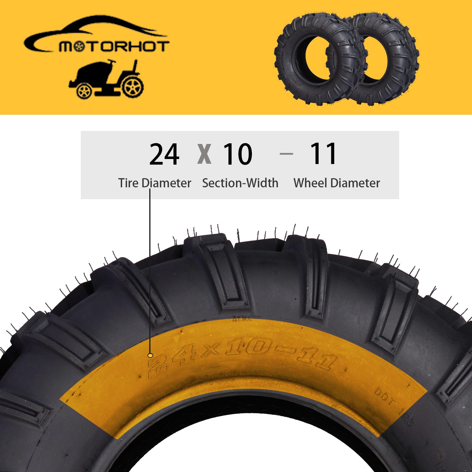 2pcs 24x10-11 ATV UTV Tires All Terrain AT 6 Ply Rated 24x10x11 Tubeless