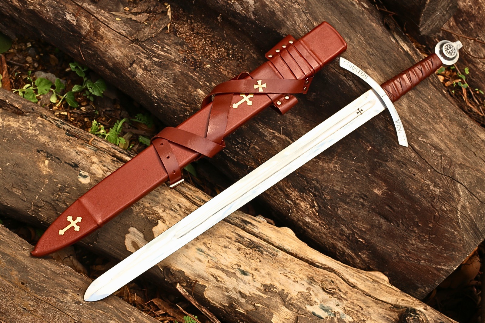 Hand-forged Knights Templar Sword Set — display, cosplay, best gift for him.