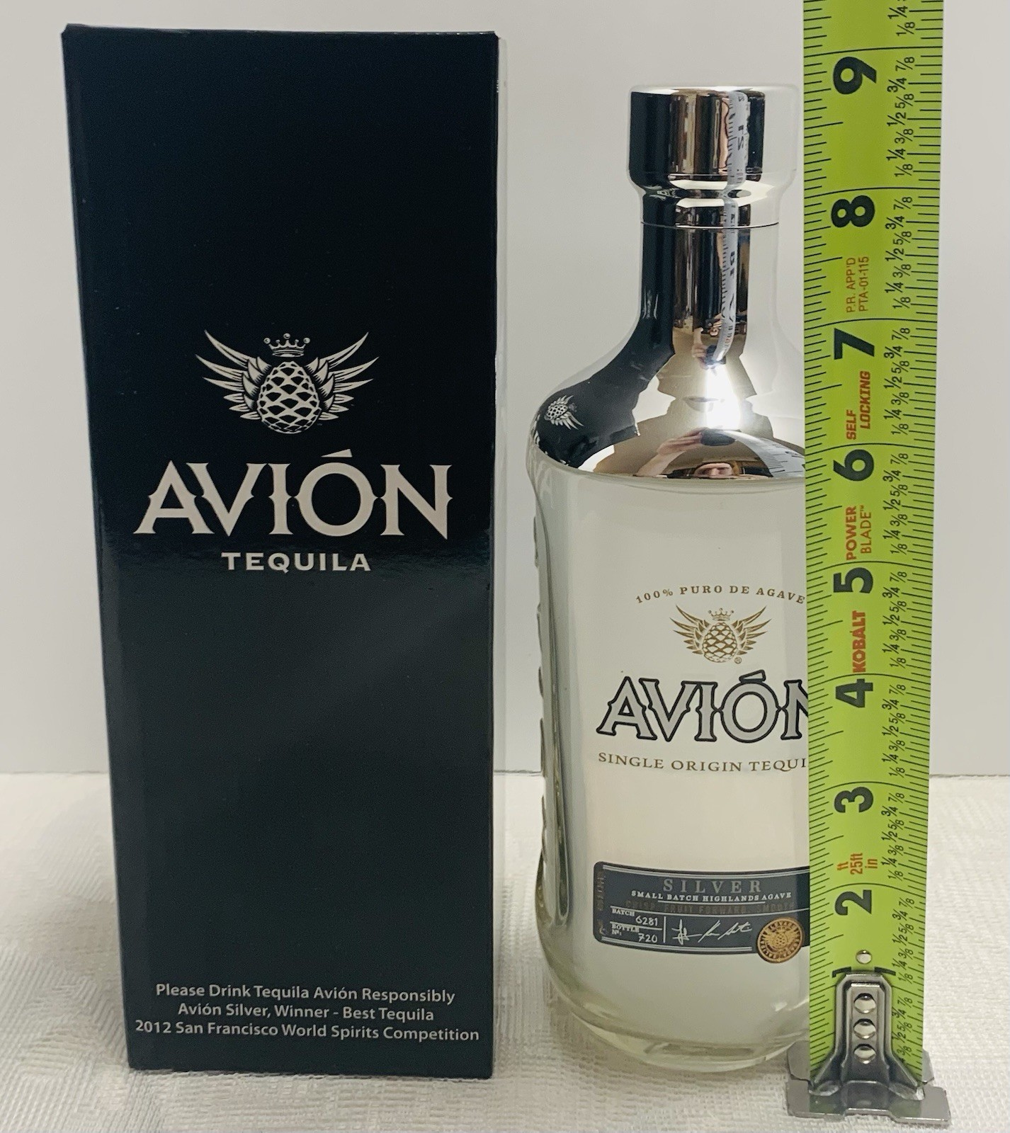 Avion Silver Tequila Ultra Premium Glass & Brushed Stainless Steel Shaker New