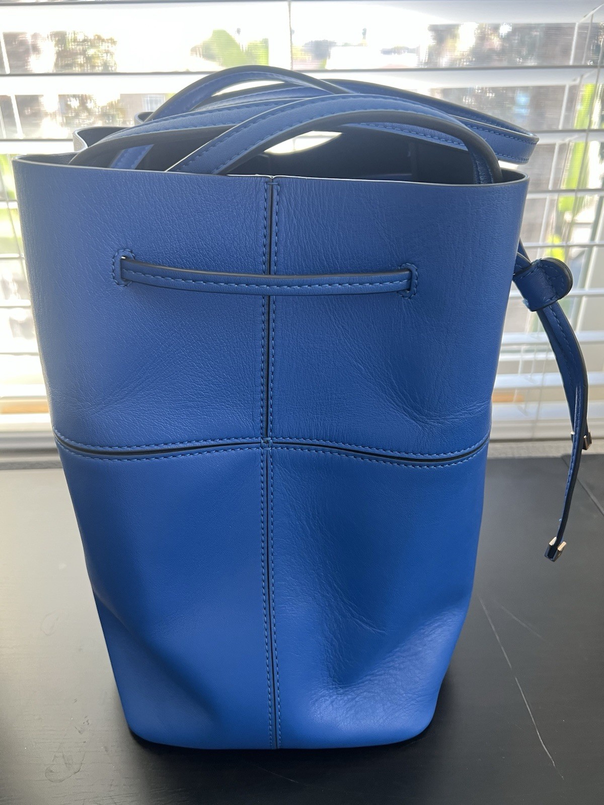 Tory Burch Block-T Bucket Bag Blue with Dust Bag