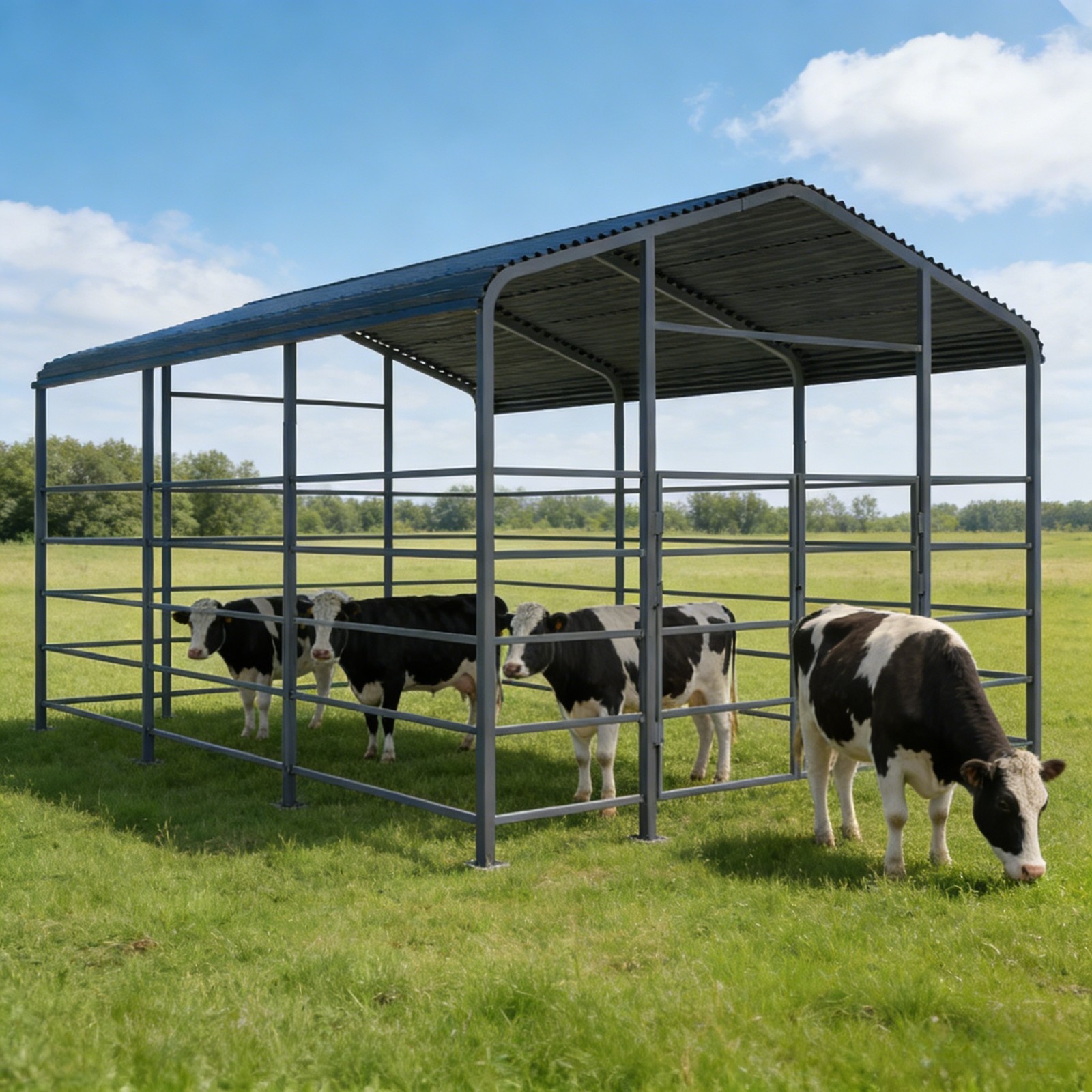 Free Shipping 13×13FT Metal Livestock Shed Farm Animal Shelter Cowshed NEW